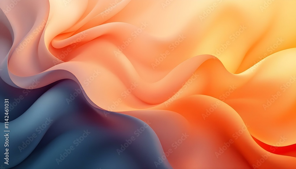 Obraz premium Abstract orange waves flow across a dark background. Fiery orange waves dance across a black void, abstract spectacle of light and energy. Flowing orange and black abstract waves in motion