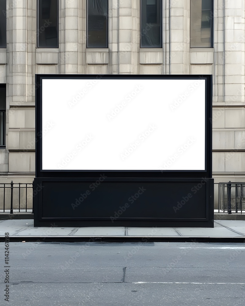 Blank Billboard Advertisement On City Building Exterior Blank Billboard Advertisement On City Building Exterior