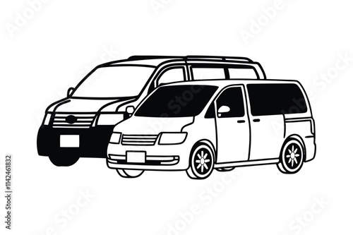 Auto Van Line Art Silhouette Vector