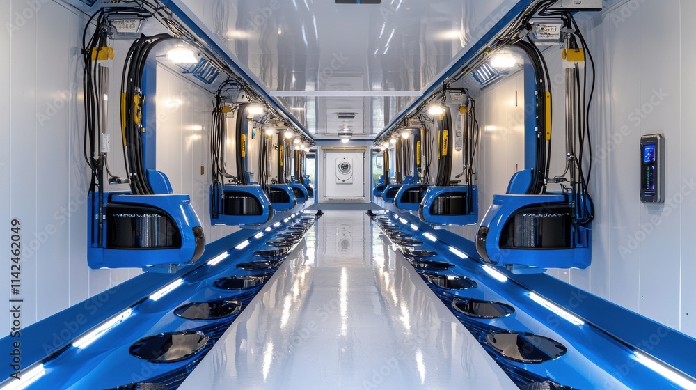 Obraz premium Sleek and Efficient Interior of a Futuristic Commuter Train Carriage