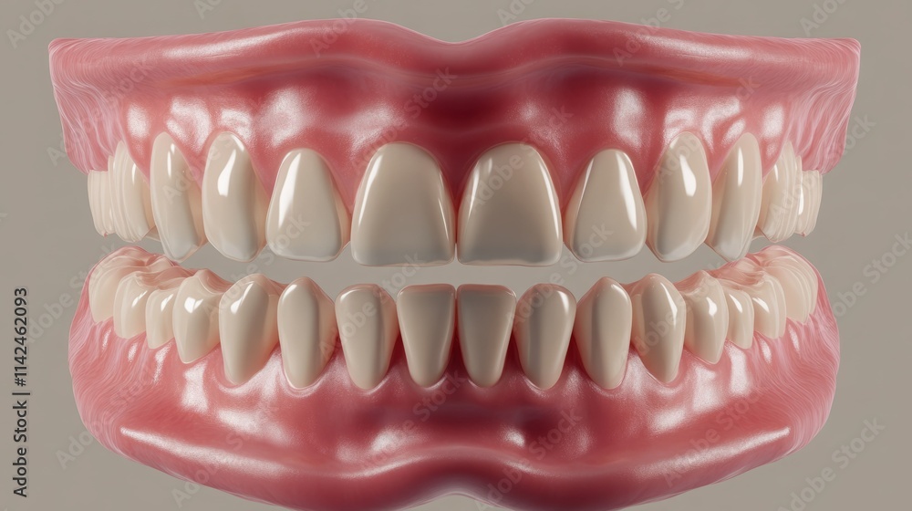 Obraz premium Close-up of a full set of healthy-looking teeth.