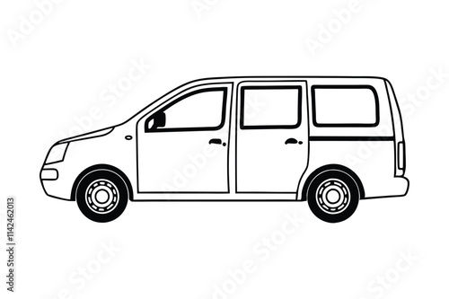 Auto Van Line Art Silhouette Vector