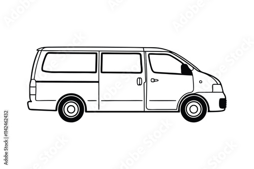 Auto Van Line Art Silhouette Vector