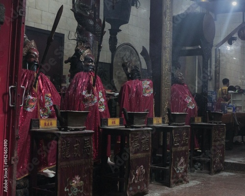 Rows of statues in a Chinese temple.