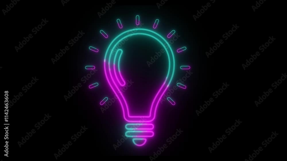 Glowing bulb animation on black background. Glowing bulb animation on black background.