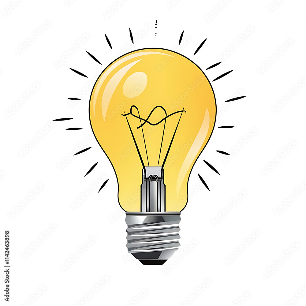 Vector Hand-Drawn Illustration of a Yellow Light Bulb Emitting a Soft Glow with Black Specks Inside, Isolated on Transparent Background Vector Hand-Drawn Illustration of a Yellow Light Bulb Emitting a Soft Glow with Black Specks Inside, Isolated on Transparent Background