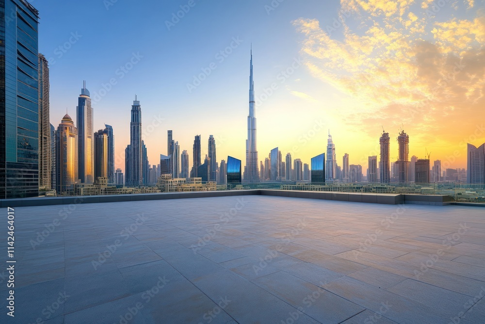 Modern City Skyline at Sunset with Stunning Views Modern City Skyline at Sunset with Stunning Views
