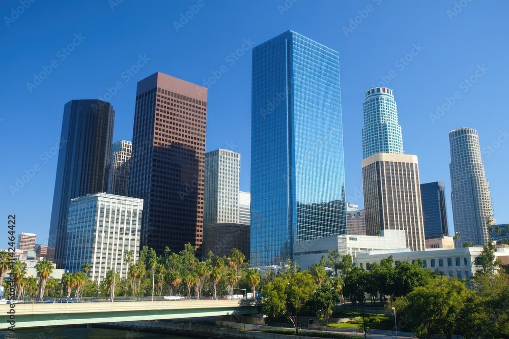 Stunning Modern Skyscrapers Reflecting in Clear Sky Stunning Modern Skyscrapers Reflecting in Clear Sky