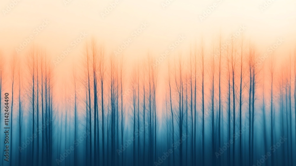 Serene Misty Forest with Soft Blurred Foreground for Text Overlay