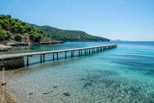 Wallpaper Mural Serene Wooden Pier Overlooking Clear Blue Waters Torontodigital.ca