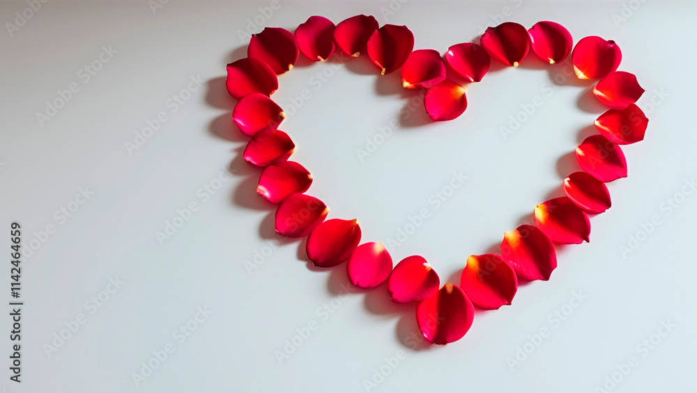 Heart of red rose petals on a white background. Heart of red rose petals on a white background.