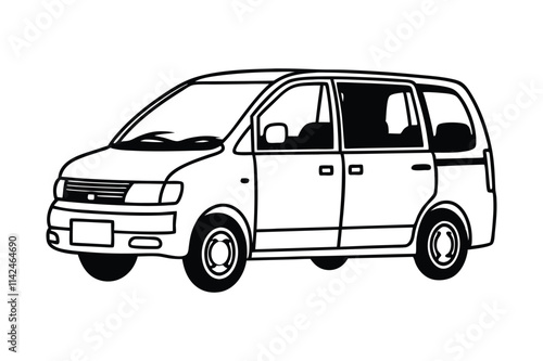 Auto Van Line Art Silhouette Vector