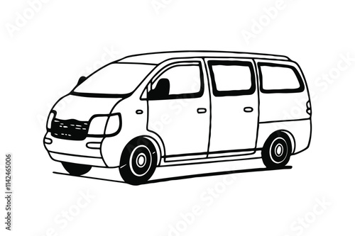 Auto Van Line Art Silhouette Vector