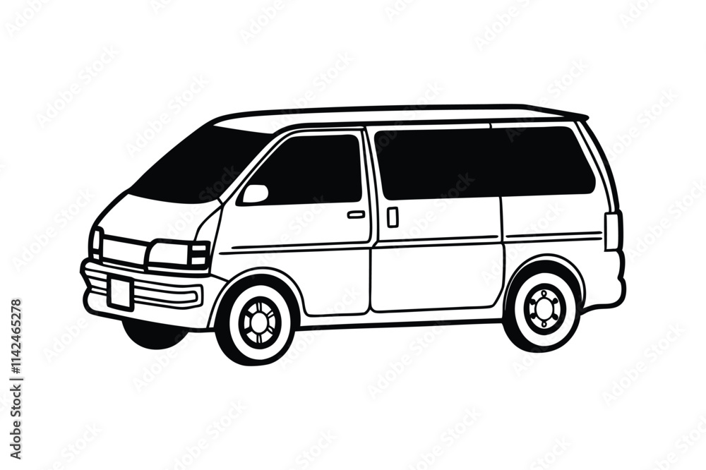 Auto Van Line Art Silhouette Vector Auto Van Line Art Silhouette Vector
