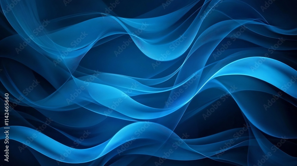 Obraz premium Serene Blue Abstract Waves and Flowing Curves in Dreamy Minimalist Design