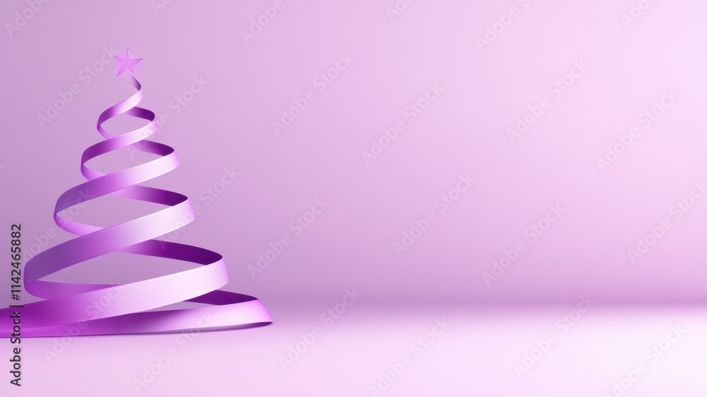 Christmas tree made of Purple ribbon with elegant star on festive background creates a festive atmosphere copy space for your text for greeting card premium quality Christmas tree made of Purple ribbon with elegant star on festive background creates a festive atmosphere copy space for your text for greeting card premium quality