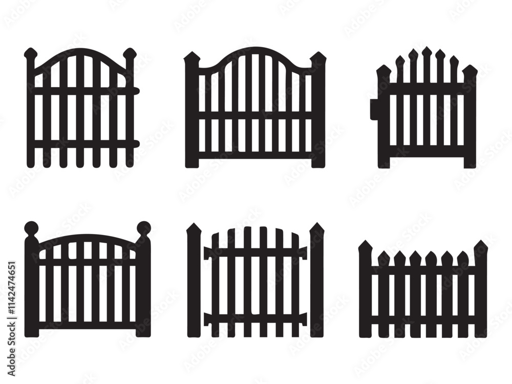 Decorative wrought fences and gates vector set Decorative wrought fences and gates vector set