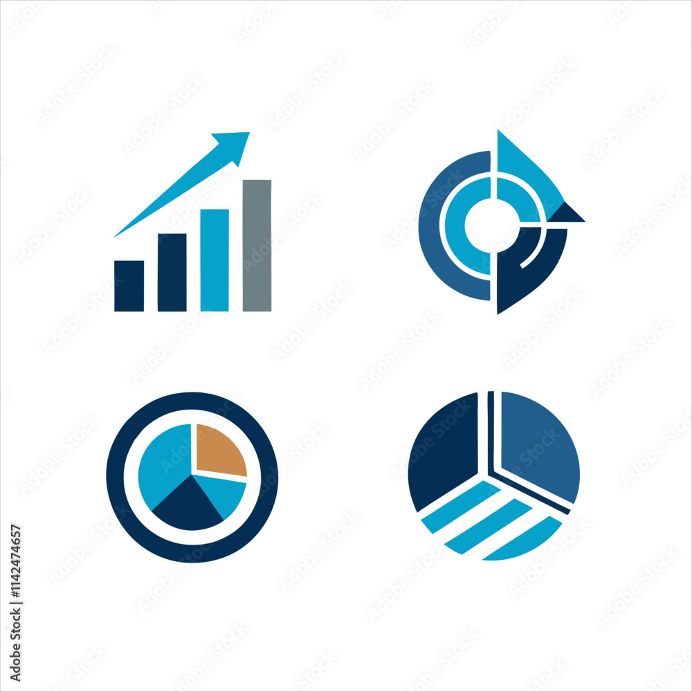 Set of Modern Accounting Logo Designs with Bar Graphs, Skyscrapers, and Upward Trends Set of Modern Accounting Logo Designs with Bar Graphs, Skyscrapers, and Upward Trends