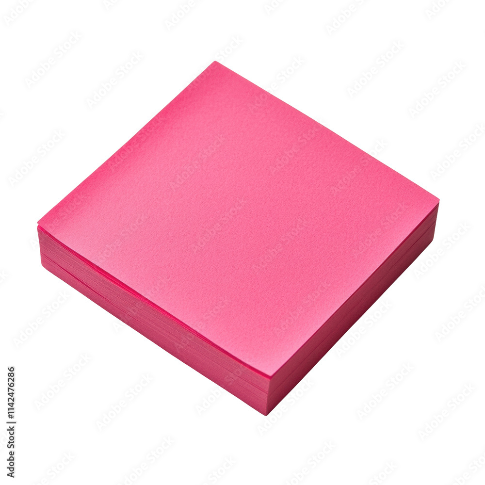 A vibrant pink square sticky note, neatly stacked, ideal for jotting down reminders or messages on white background , cut out. A vibrant pink square sticky note, neatly stacked, ideal for jotting down reminders or messages on white background , cut out.