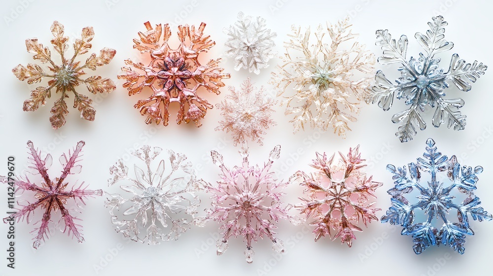A collection of beautifully crafted snowflake ornaments. A collection of beautifully crafted snowflake ornaments.