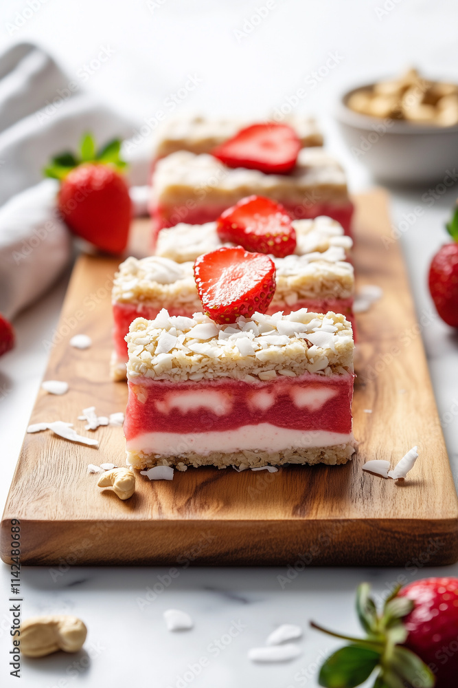 Strawberry Cashew Coconut Brownies with Strawberry Puree and Coconut Filling Strawberry Cashew Coconut Brownies with Strawberry Puree and Coconut Filling