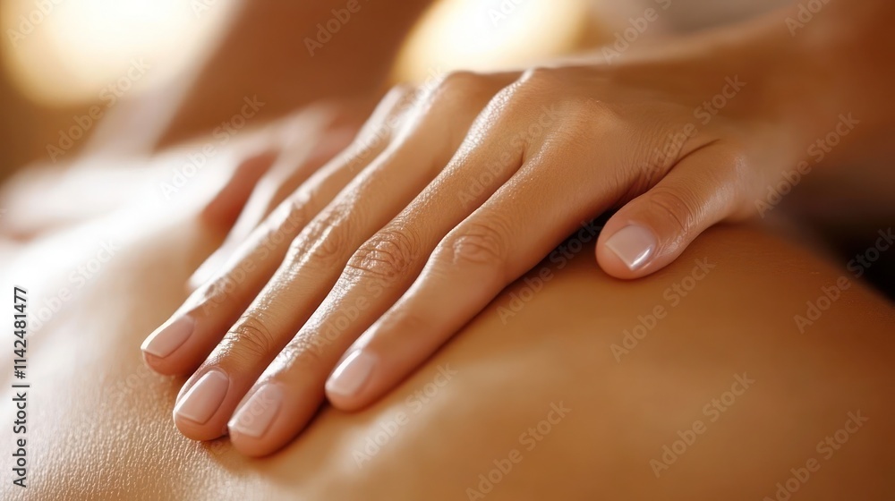 Close-up of gentle hands massaging a back. Close-up of gentle hands massaging a back.