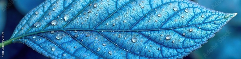 Fototapeta premium A blue and white leaf with a naturalistic, hand-painted texture, nature, botany