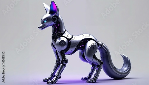 Futuristic humanoid robot with fox-like features and sleek design photo