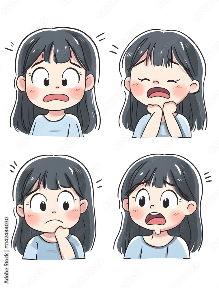A Girls Diverse Emotional Expressions Are Shown In This Illustration A Girls Diverse Emotional Expressions Are Shown In This Illustration