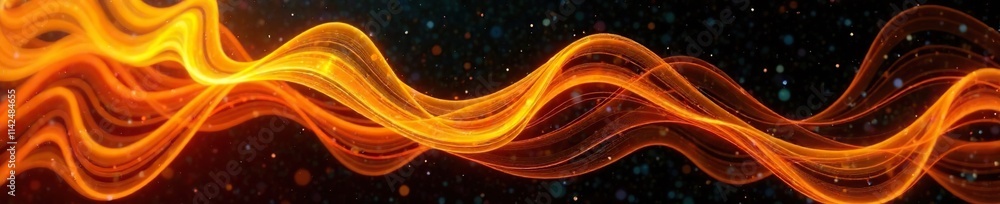 Abstract art piece featuring swirling orange and yellow hues on black background, color, yellow Abstract art piece featuring swirling orange and yellow hues on black background, color, yellow
