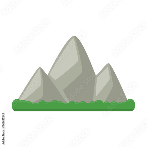 Mountain Emoji Icon Illustration. Peak Vector Symbol Emoticon Design Doodle Vector.