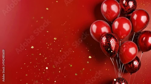 Red Balloons with Confetti for Celebration Party Vibes