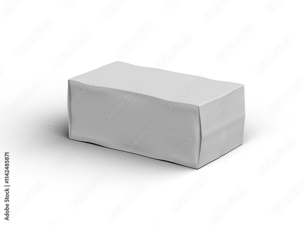 Rendered image of a white rectangular dented box on a transparent background Rendered image of a white rectangular dented box on a transparent background