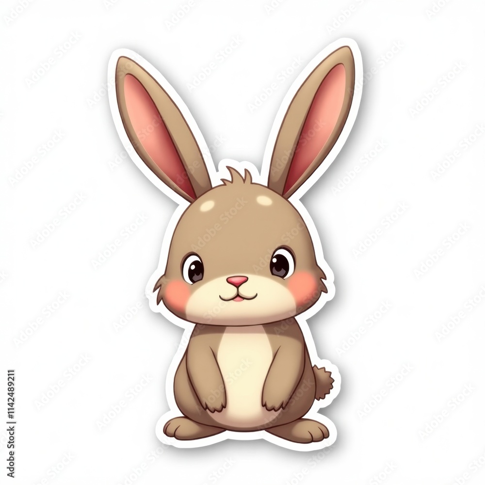 Adorable cartoon bunny rabbit with soft brown fur, big eyes, and pink cheeks, perfect for children's illustrations. Adorable cartoon bunny rabbit with soft brown fur, big eyes, and pink cheeks, perfect for children's illustrations.