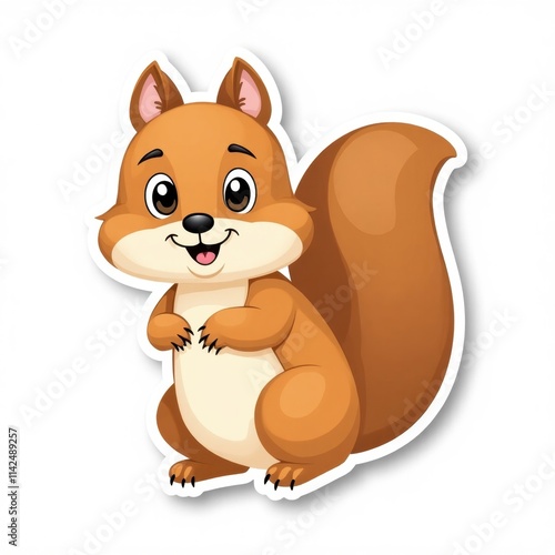 Adorable cartoon squirrel with big, expressive eyes and a bushy tail. This charming illustration is perfect for children's books, websites, or any project needing a touch of woodland cuteness