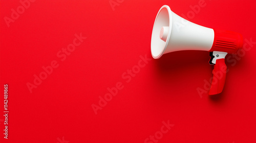 megaphone on red background