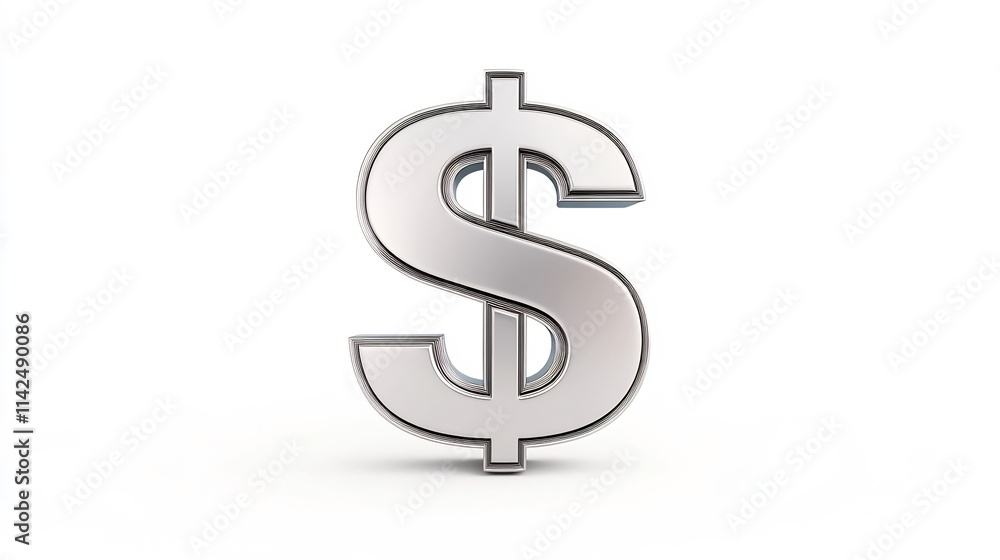 Sleek Metallic 3D Dollar Sign Symbol Isolated on White Background Sleek Metallic 3D Dollar Sign Symbol Isolated on White Background