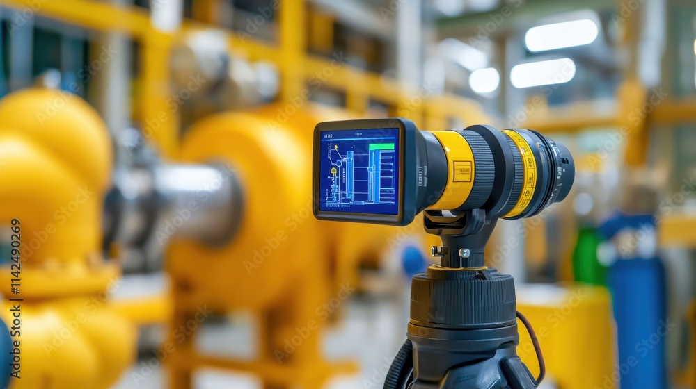 Industrial Factory Machinery and Equipment with Digital Control Panels and Gauges Industrial Factory Machinery and Equipment with Digital Control Panels and Gauges