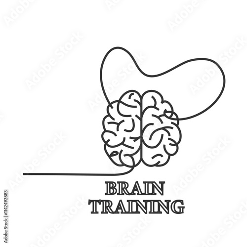 Human brain icon - vector Human brain continuous one line drawing of art vector illustration and intelligence outline concept