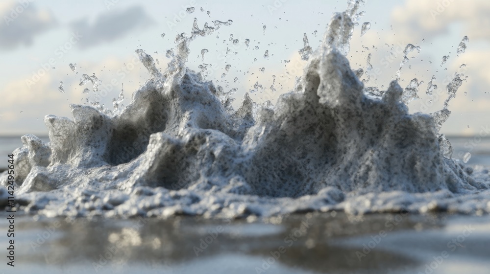 A strong liquid force blowing horizontally, creating a mesmerizing blend of motion and texture in the scene. A strong liquid force blowing horizontally, creating a mesmerizing blend of motion and texture in the scene.
