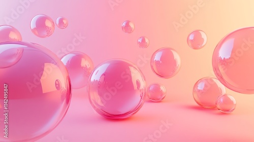 Elegant pink bubbles floating against a soft pastel backdrop.