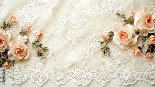 An elegant lace border with floral accents, adding a romantic touch to Valentine's Day materials