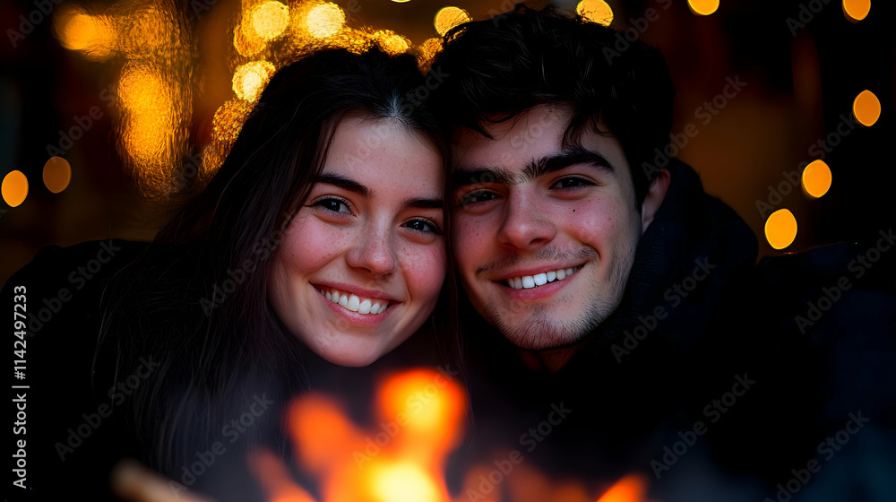 Romantic Couple by Firelight Photo Romantic Couple by Firelight Photo