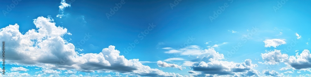 A bright blue sky filled with fluffy white clouds, evoking a sense of tranquility and openness. A bright blue sky filled with fluffy white clouds, evoking a sense of tranquility and openness.