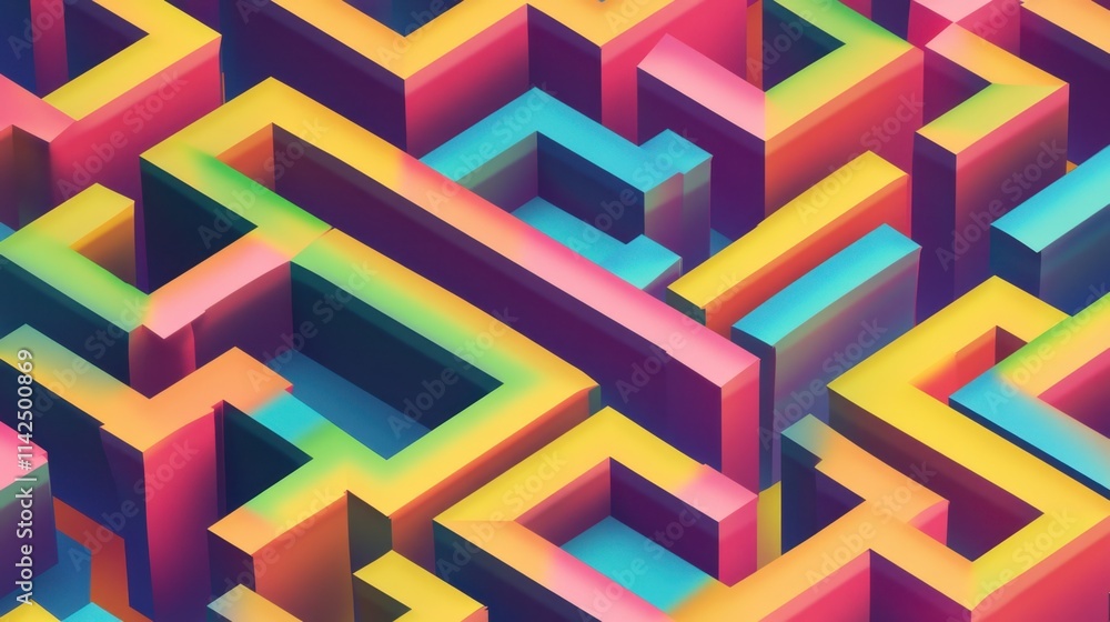 Vibrant Abstract Maze with Colorful Shapes and Lines for Design Vibrant Abstract Maze with Colorful Shapes and Lines for Design