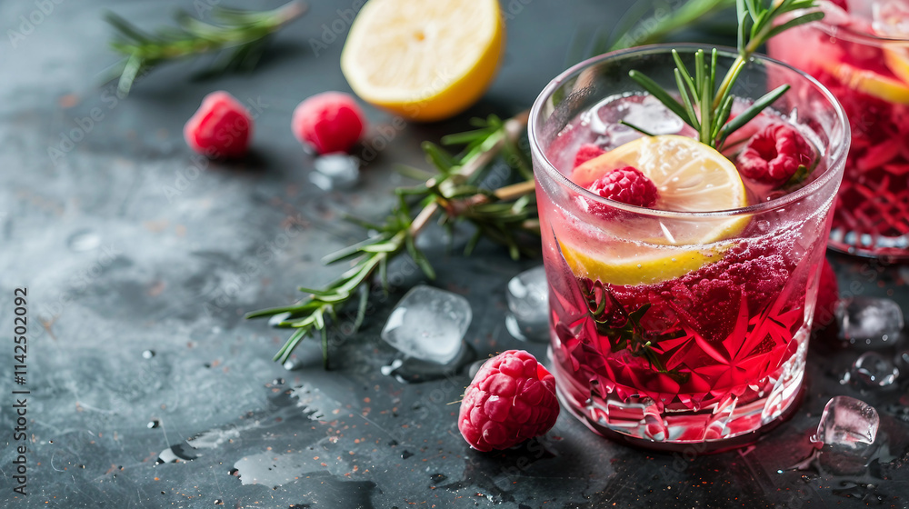 Fresh raspberry lemonade garnished with rosemary creates a refreshing summer beverage. Enjoy this fruity sparkling water drink with a hint of rosemary for a natural and healthy thirst quencher. Fresh raspberry lemonade garnished with rosemary creates a refreshing summer beverage. Enjoy this fruity sparkling water drink with a hint of rosemary for a natural and healthy thirst quencher.