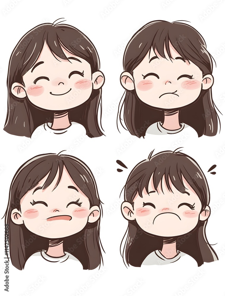 Young Girl Displaying Diverse Facial Expressions Young Girl Displaying Diverse Facial Expressions