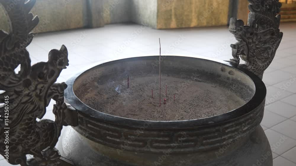 Burning Incense in the Temple 4K Spiritual and Cultural Video Vertical Burning Incense in the Temple 4K Spiritual and Cultural Video Vertical