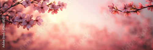 Delicate cherry blossoms in serene spring garden create tranquil atmosphere