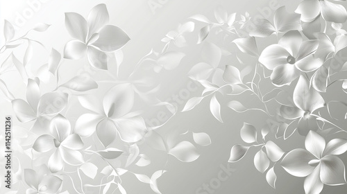 Ethereal orchid silhouette, gradient silver to white background, high-fashion botanical aesthetic